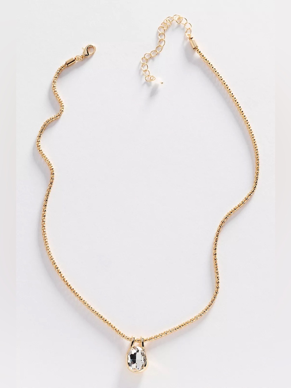 Anthropologie Gold Bezel Crystal Pendant Necklace